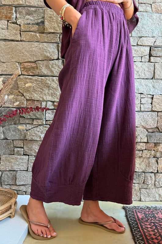 Santos Cushion Cotton Quirky Pant Aubergine?